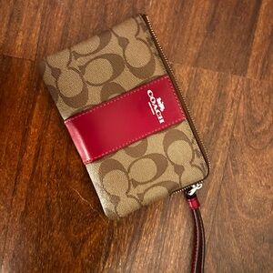 Coach Brown and Red Wristlet